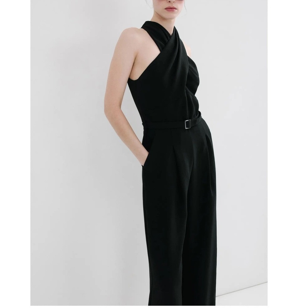BNWT MANGO Mono Jane Black Cross-Over Jumpsuit, Reg $140 - Picture 2 of 7